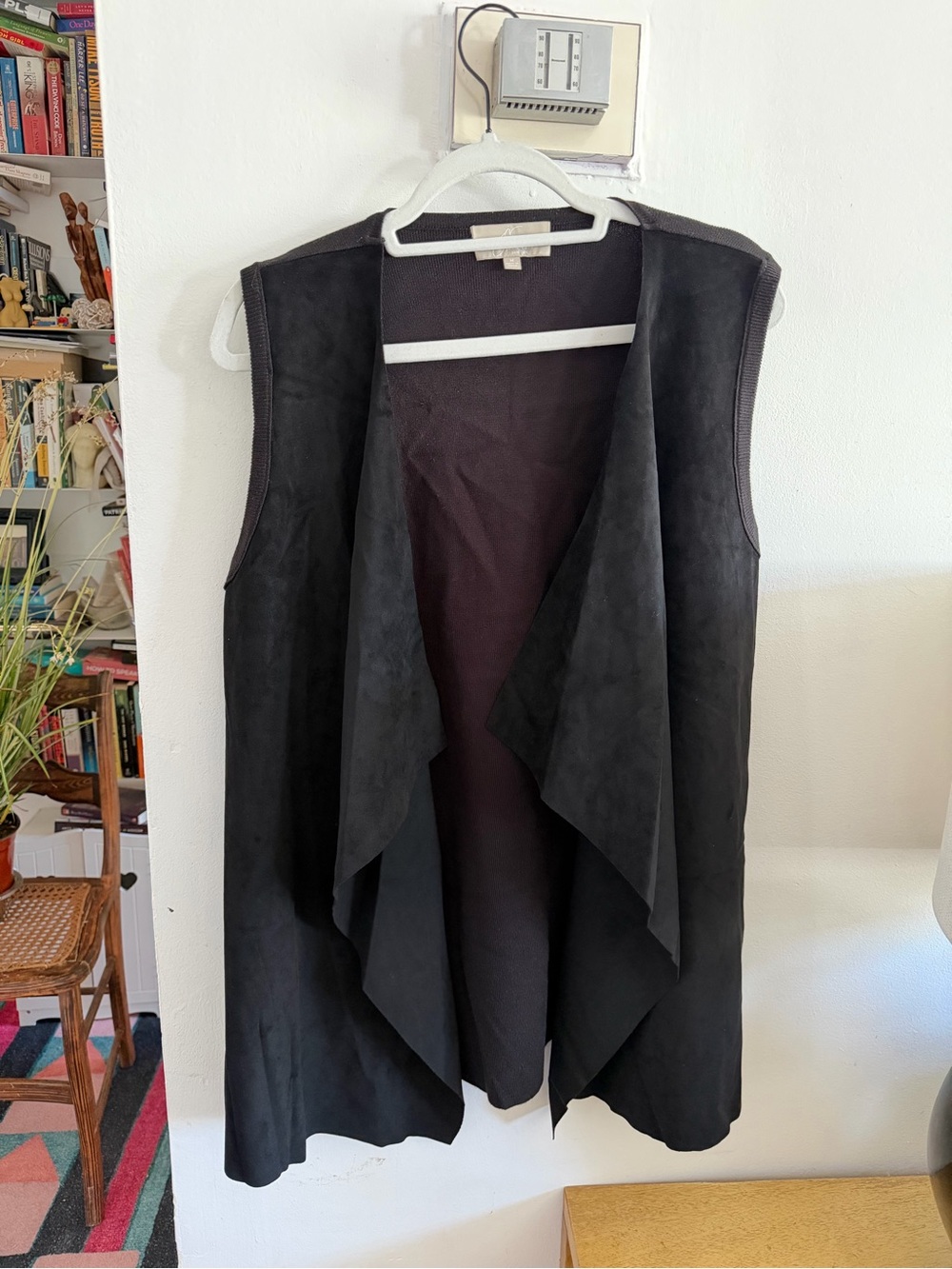 Joan Vass Black Draped Sleeveless Vest
